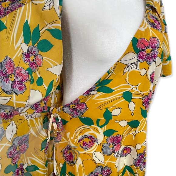 No Longer Avail- Yellow Pink Floral Maxi Wrap Dress Anthropologie Free People - Picture 5 of 10